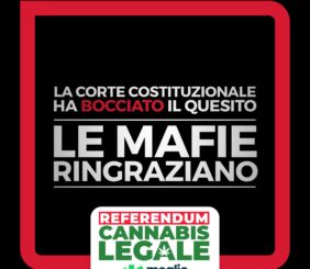 bannière du rejet de la légalisation du Cannabis en Italie